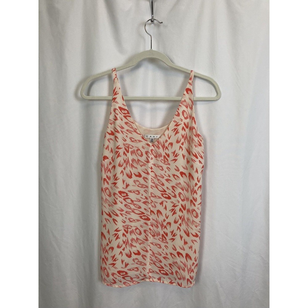 CAbi Chiffon Animal Cami Tank Top #267 XS Orange Leopard EUC